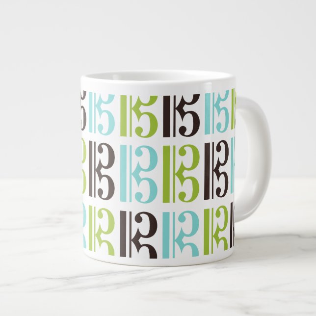 Alto Clef Pattern Large Coffee Mug (Front Right)