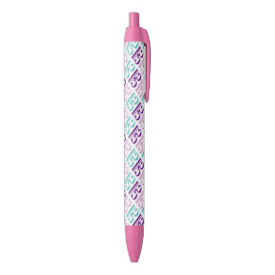 Alto Clef Pattern - Pink Purple and Teal Black Ink Pen