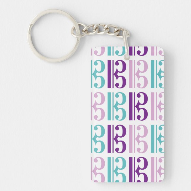 Alto Clef - Purple and Teal Key Ring (Front)