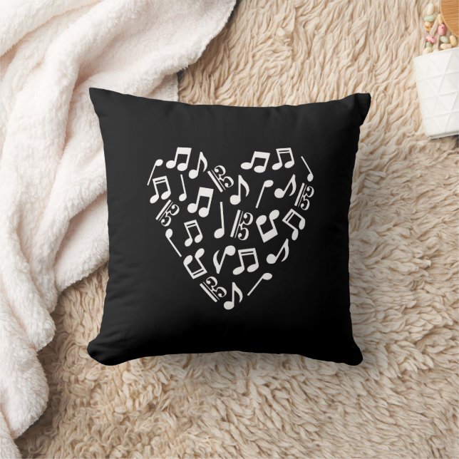 Alto Clef Viola Heart Love Music Notes Black Cushion (Blanket)