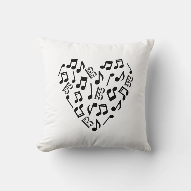 Alto Clef Viola Heart Love Music Notes White Cushion (Front)
