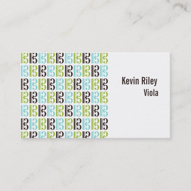 Alto Clef Viola Player Teacher Musician Music Business Card (Front)