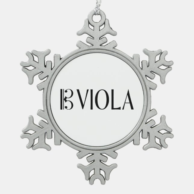 Alto Clef & Viola Snowflake Pewter Christmas Ornament (Front)