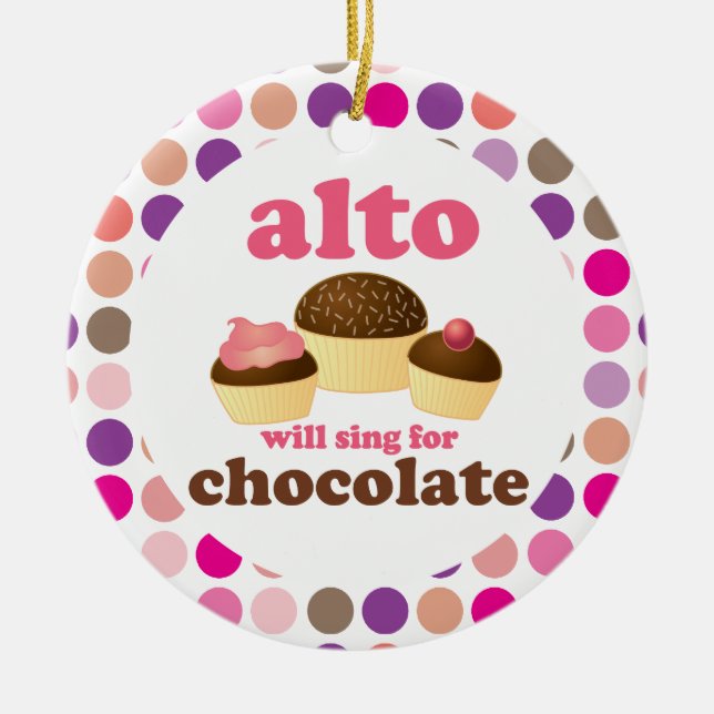 Alto Music Choir Singer Funny Chocolate Ceramic Ornament (Front)