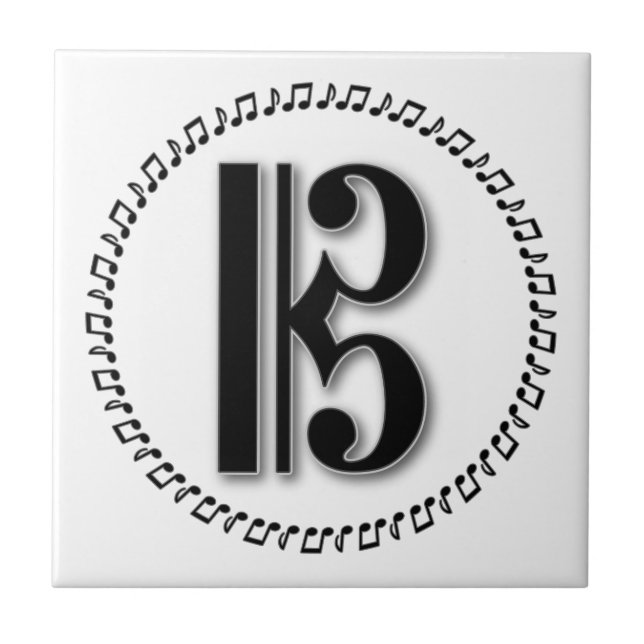 Alto or Tenor Clef Music Note Design C Clef Ceramic Tile (Front)