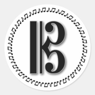 Alto or Tenor Clef Music Note Design C Clef Classic Round Sticker