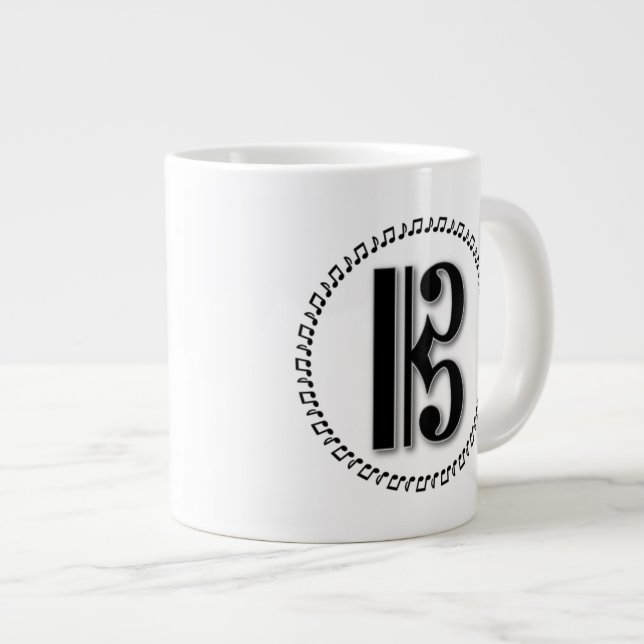 Alto or Tenor Clef Music Note Design C Clef Large Coffee Mug (Front Right)