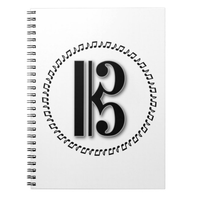 Alto or Tenor Clef Music Note Design C Clef Notebook (Front)