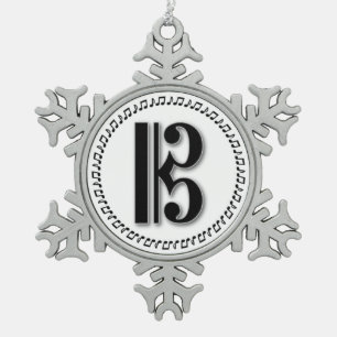 Alto or Tenor Clef Music Note Design C Clef Snowflake Pewter Christmas Ornament