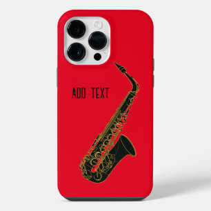 Alto Saxophone on Red Personalizable iPhone 14 Pro Max Case
