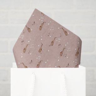 Alto Saxophone Pattern on Light Rose Pink Tissue Paper