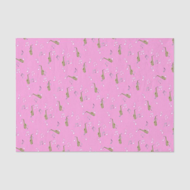 Alto Saxophone Pattern on Pink Tissue Paper (Front)