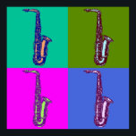Alto Saxophone Pop Art Poster<br><div class="desc">Vintage images,  art and ephemera remastered into unique apparel,  art and accessories. All sorts of designs including labels,  advertisings,  artwork and woodcuts transformed into t shirts,  jewellery,  posters and more.</div>