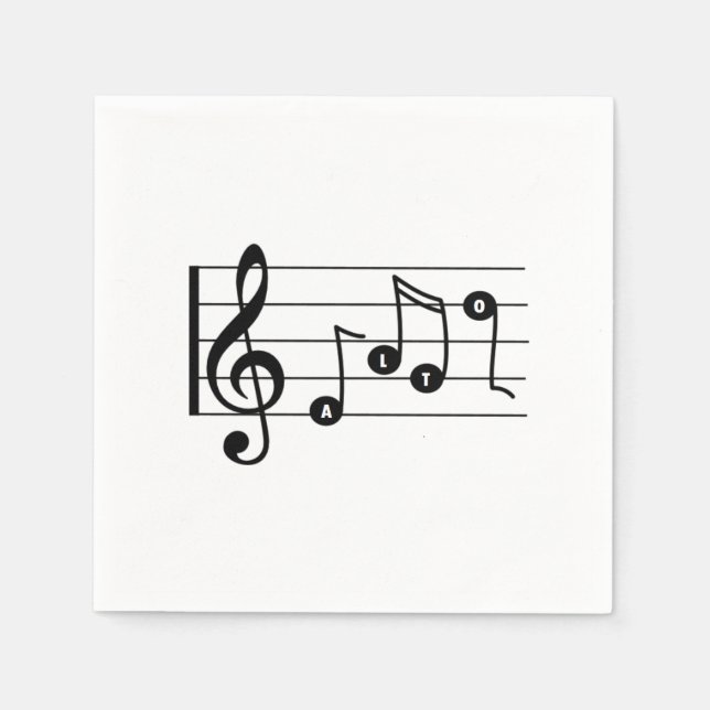Alto Singer Musical Cocktail Napkin (Front)