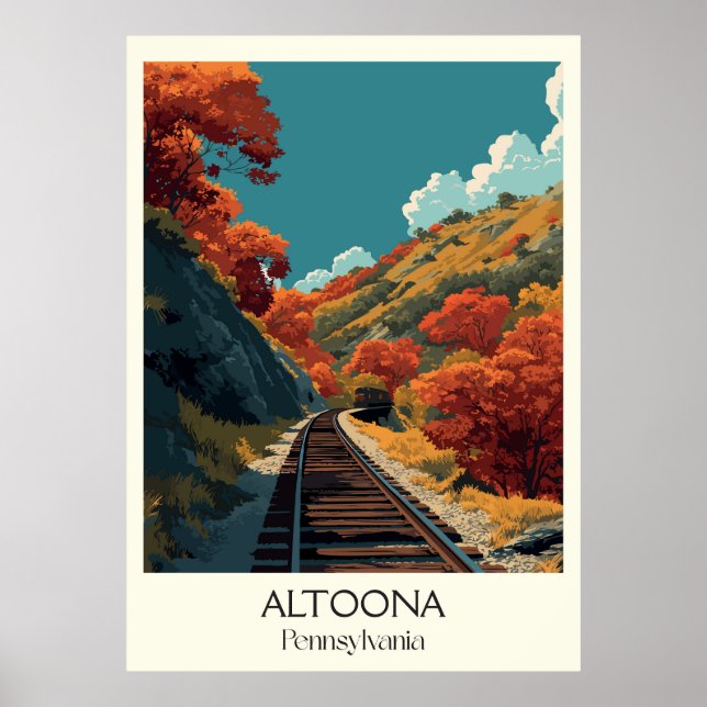 Altoona Pennsylvania Vintage Mountain Rail Art Poster (Front)