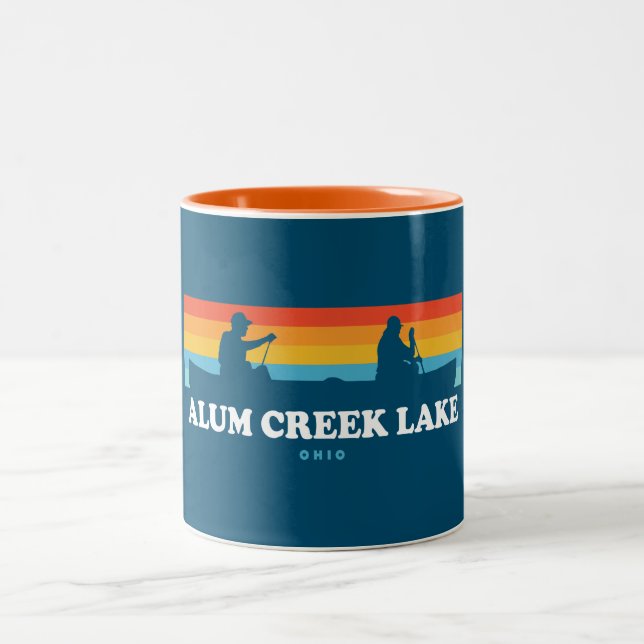 Alum Creek Lake Ohio Canoe Two-Tone Coffee Mug (Center)