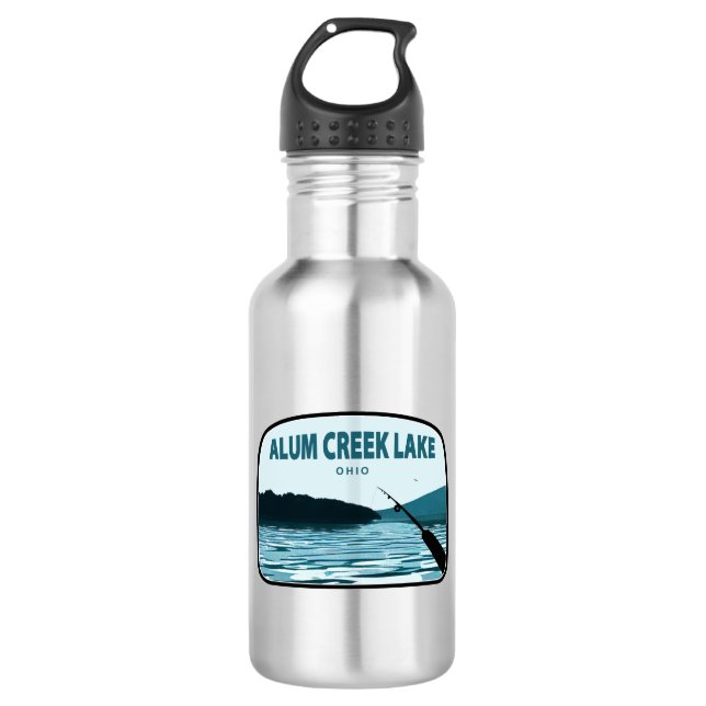 Alum Creek Lake Ohio Fishing Rod 532 Ml Water Bottle (Front)
