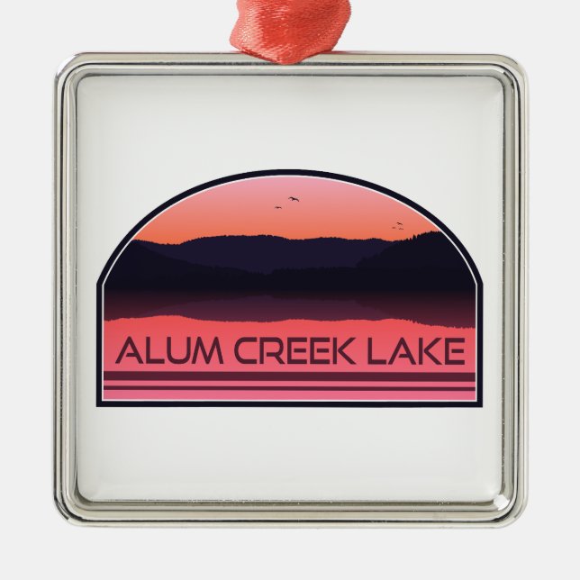 Alum Creek Lake Ohio Red Sunrise Metal Ornament (Front)