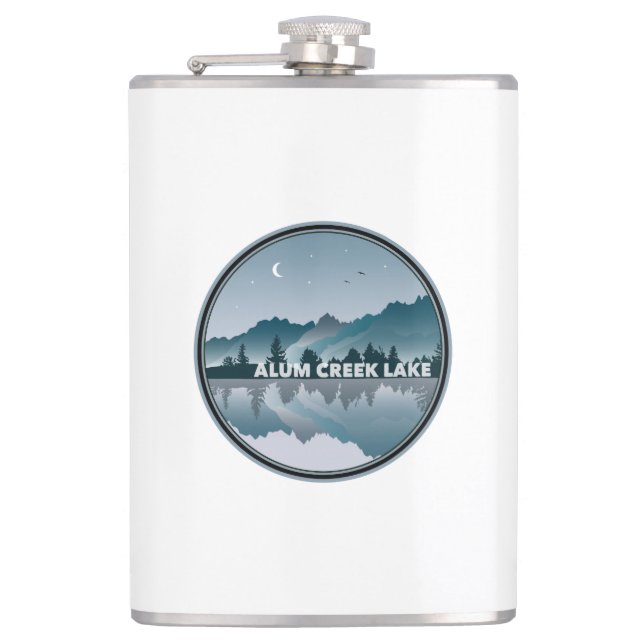 Alum Creek Lake Ohio Reflection Hip Flask (Front)