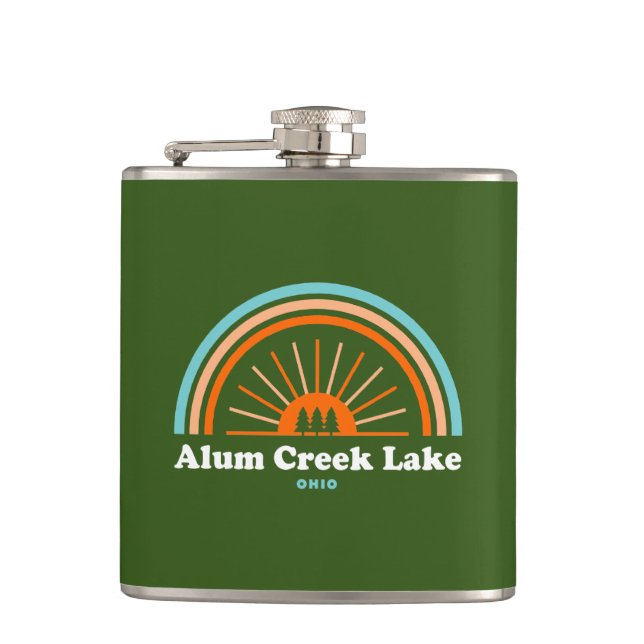 Alum Creek Lake Rainbow Hip Flask (Front)