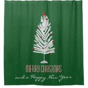 Aluminium Christmas Tree Green Christmas Shower Curtain