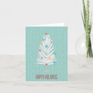 Aluminium Christmas Tree Teal Christmas Holiday Card