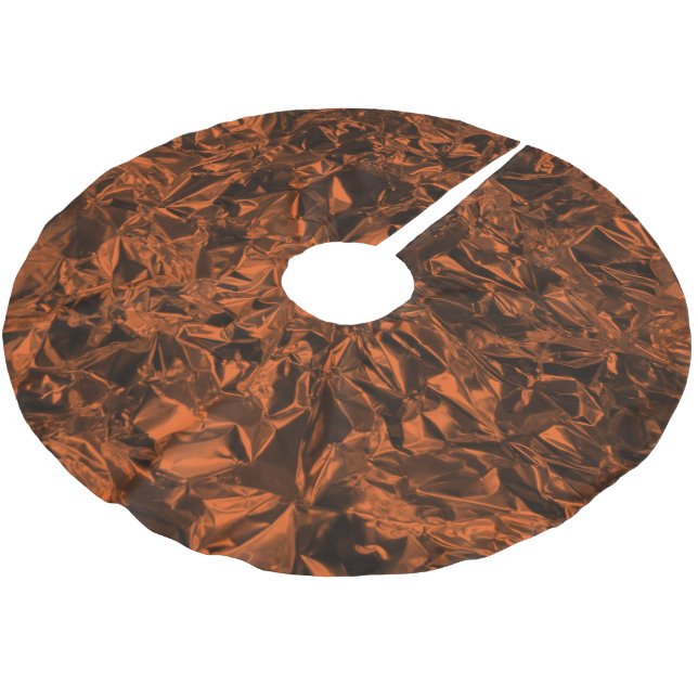 Aluminium Foil Design in Copper Orange Brushed Polyester Tree Skirt (Angled)