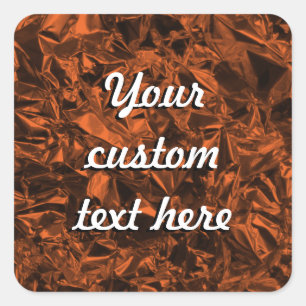 Aluminium Foil Design in Copper Orange Square Sticker