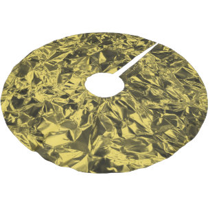 Aluminium Foil Design in Golden Yellow Brushed Polyester Tree Skirt