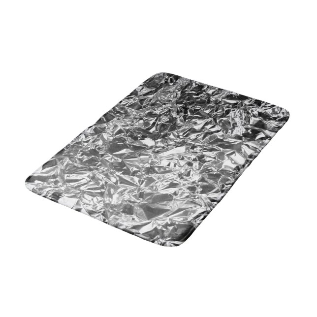 Aluminium Foil Design Silver Colour Bath Mat (Angled)
