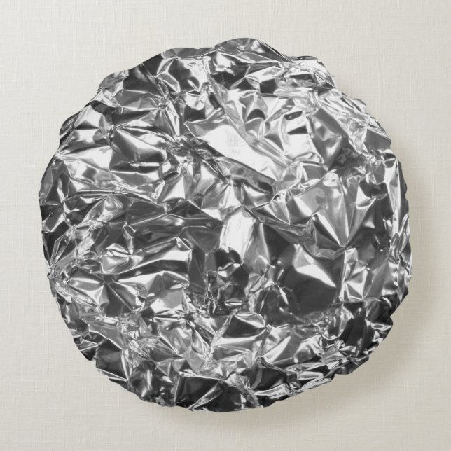 Aluminium Foil Design Silver Colour Round Cushion (Back)