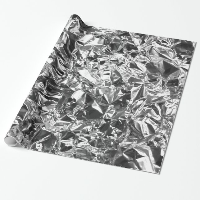 Aluminium Foil Design Silver Colour Wrapping Paper (Unrolled)