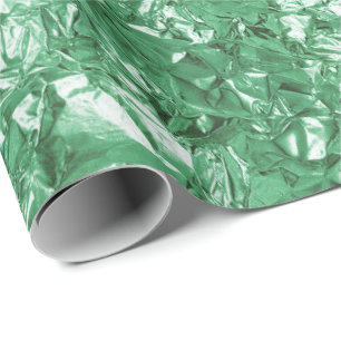 Aluminium Foil Greenery Green Metallic Wrinkled Wrapping Paper