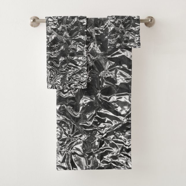 Aluminium Foil Metal Texture Bath Towel Set (Insitu)