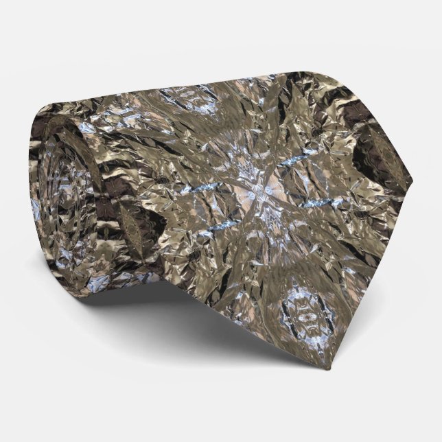 Aluminium Foil Wrinkled Wrapper Abstract Art Tie (Rolled)