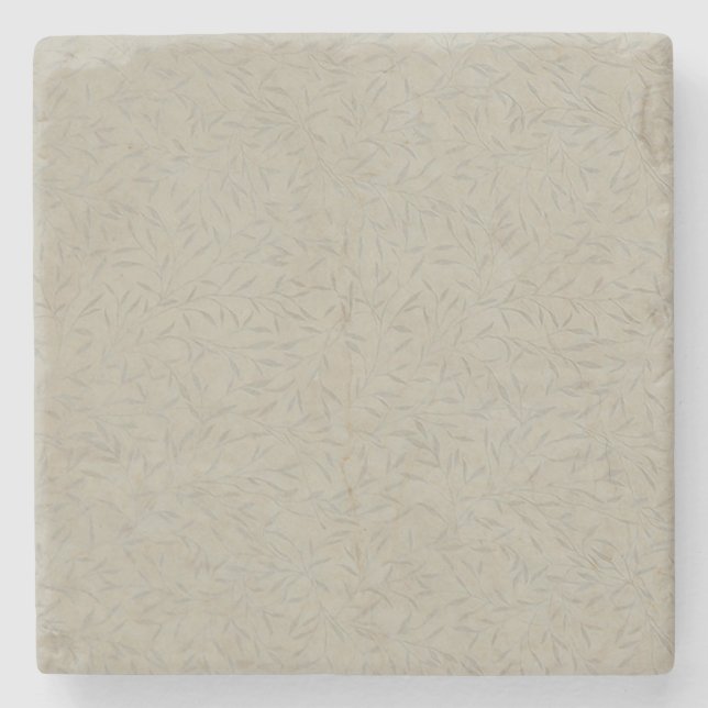 Aluminium Grey Embossed Leaf Vines Stone Coaster (Front)