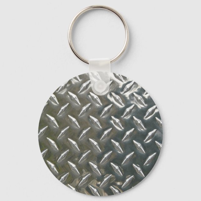 Aluminium Metal Checkerplate Key Ring (Front)