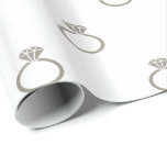 Aluminium Silver Grey Engagement Rings on White Wrapping Paper<br><div class="desc">Wrapping paper with a pattern of an aluminium silver grey engagement ring repeating on a white background. Perfect for showers,  weddings,  and anniversaries. Customisable.</div>