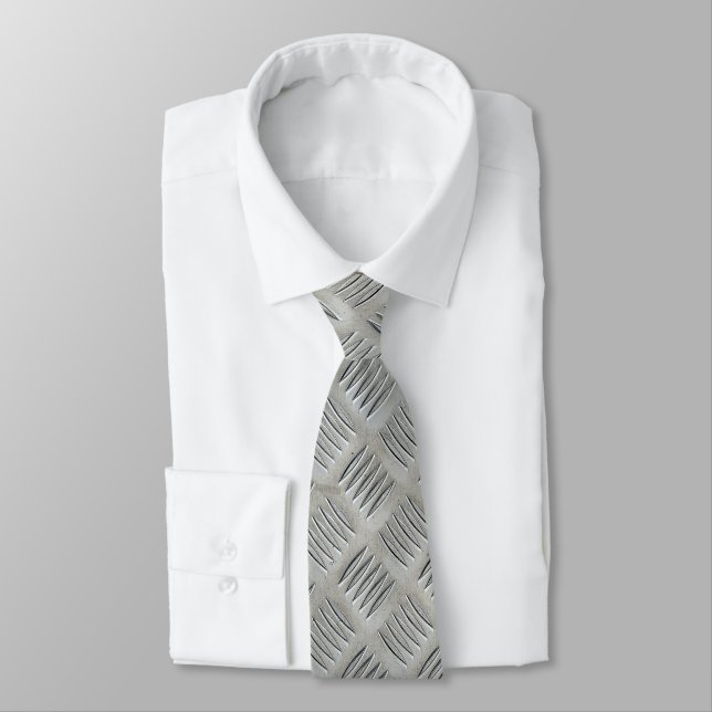 Aluminium Texture Diamond Pattern Tie (Tied)