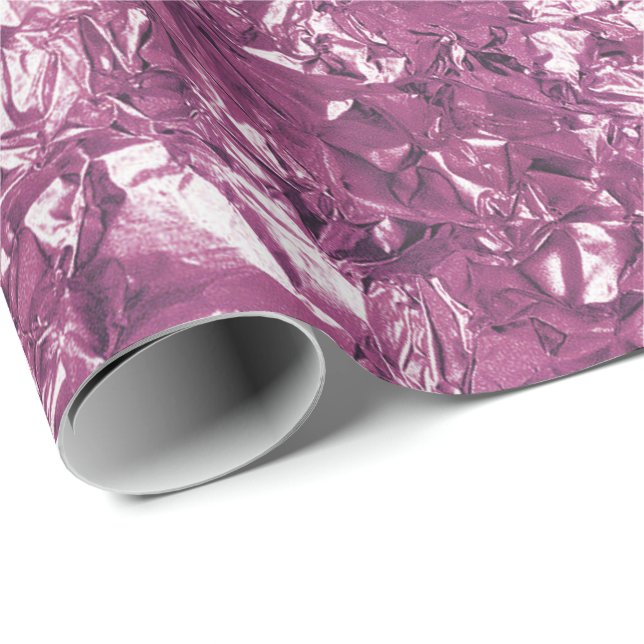 Aluminum Foil Amethyst Plum Metallic Wrinkled Wrapping Paper (Roll Corner)