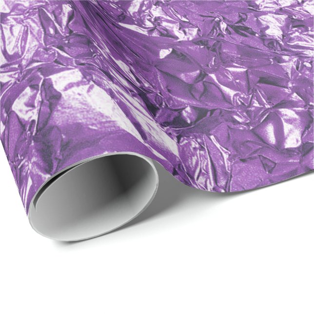 Aluminum Foil Amethyst Purple Metallic Wrinkled Wrapping Paper (Roll Corner)