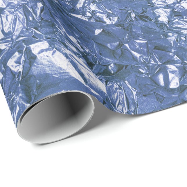 Aluminum Foil Blue Navy Metallic Wrinkled Wrapping Paper (Roll Corner)
