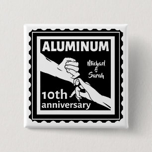 ALUMINUM traditional 10th wedding anniversary gift 15 Cm Square Badge