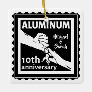ALUMINUM traditional 10th wedding anniversary gift Ceramic Ornament
