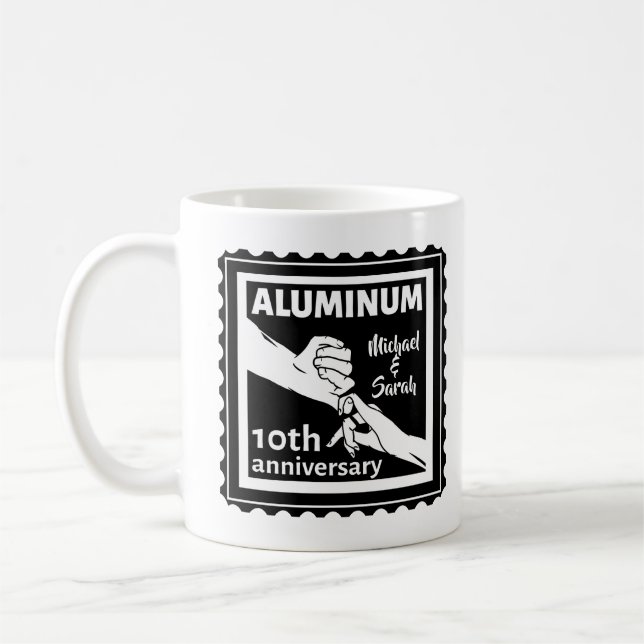 ALUMINUM traditional 10th wedding anniversary gift Coffee Mug (Left)