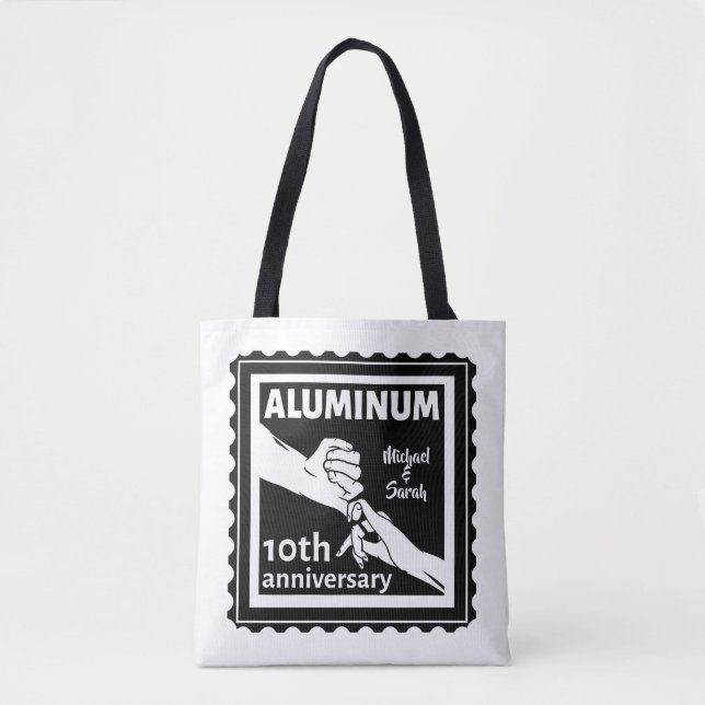 ALUMINUM traditional 10th wedding anniversary gift Tote Bag (Front)
