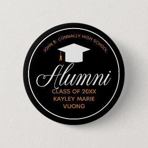 Alumni Black Gold High School Reunion Name Tag 6 Cm Round Badge