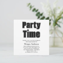 Alumni Font Black White Grad Party Card