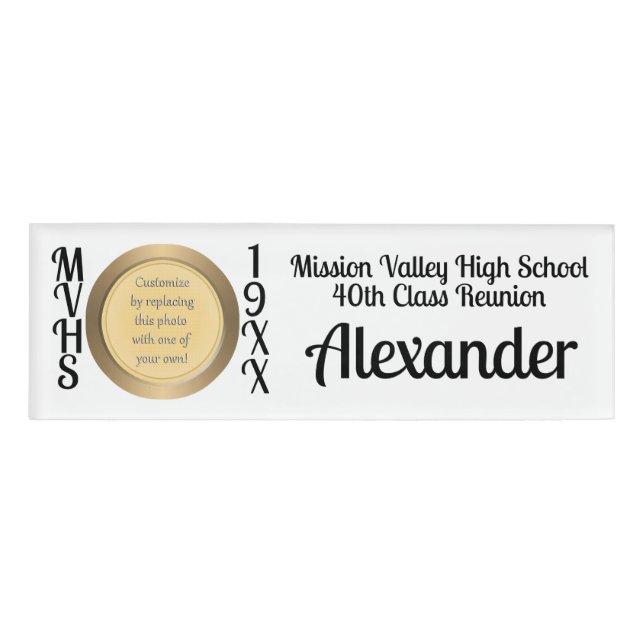 Alumni High School Reunion Photo Name Tag (Front)