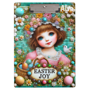 ALVA ~ HAPPY EASTER ~ Vintage Girl Eggs ~ Clipboard
